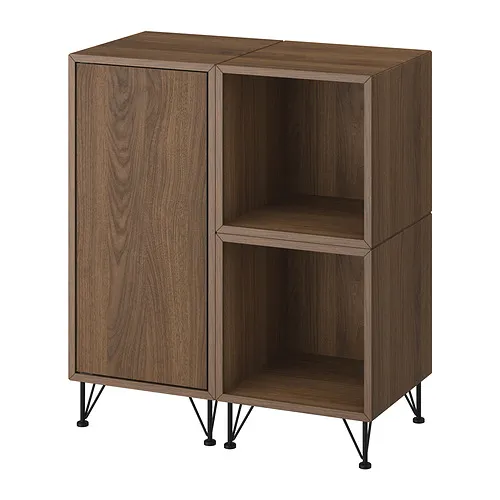 EKET - 附櫃腳收納櫃組合, 胡桃木紋/金屬 黑色, 70x35x80 公分 | IKEA 線上購物 - PE947143_S4