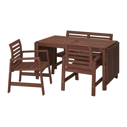 ÄPPLARÖ - table+2 chrsw armr+ bench, outdoor, brown stained | IKEA Taiwan Online - PE740360_S4