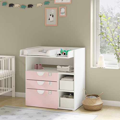 SMÅSTAD - changing table, white pale pink/with 3 drawers | IKEA Taiwan Online - PE793071_S4