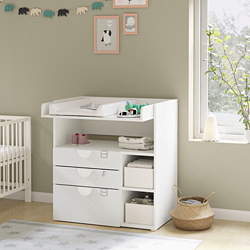 SMÅSTAD - 嬰兒尿布更換桌, 白色 淺粉紅色/附3個抽屜 | IKEA 線上購物 - PE788939_S3