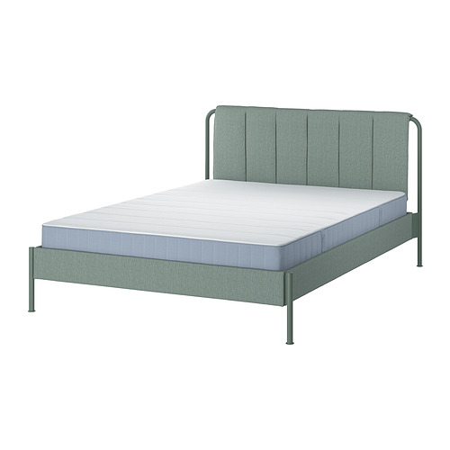 TÄLLÅSEN - upholstered bed frame with mattress, Kulsta grey-green/Vesteröy firm, 150x200 cm | IKEA Taiwan Online - PE917460_S4