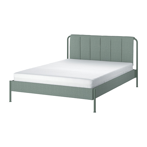TÄLLÅSEN - upholstered bed frame with mattress, Kulsta grey-green/Åkrehamn firm, 150x200 cm | IKEA Taiwan Online - PE917461_S4