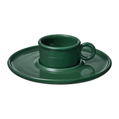 VINTERFINT - 咖啡杯/杯碟, 深綠色, 7 厘升 | IKEA 線上購物 - PE984126_S4