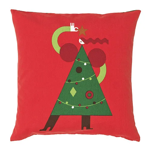 VINTERFINT - 靠枕套, 聖誕圖案 紅色, 50x50 公分 | IKEA 線上購物 - PE984160_S4