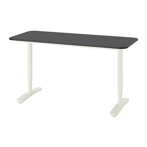 BEKANT - 書桌/工作桌, 黑色/實木貼皮 梣木/白色 | IKEA 線上購物 - PE740520_S4