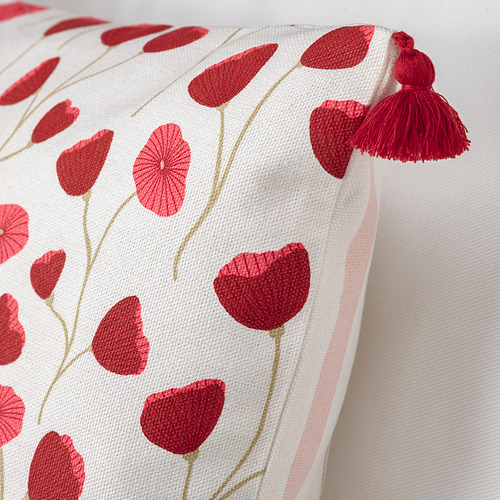 ANLEDNING - 靠枕套, 白色/紅色 | IKEA 線上購物 - PE838416_S4
