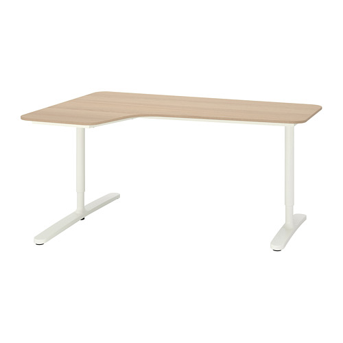 BEKANT - corner desk left, white stained oak veneer/white | IKEA Taiwan Online - PE740552_S4