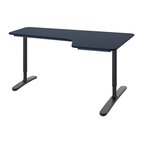 BEKANT - 轉角書桌/工作桌 右側, 油氈 藍色/黑色 | IKEA 線上購物 - PE740556_S4