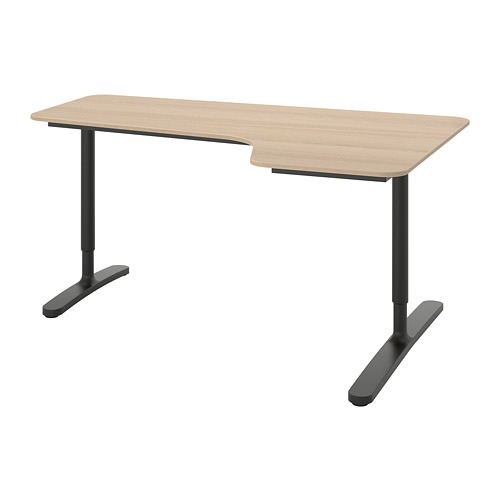BEKANT - 轉角書桌/工作桌 右側, 實木貼皮, 染白橡木/黑色 | IKEA 線上購物 - PE740560_S4