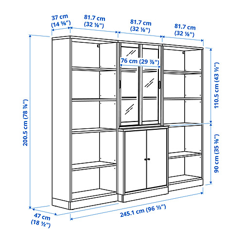 TONSTAD storage comb w sliding glass doors