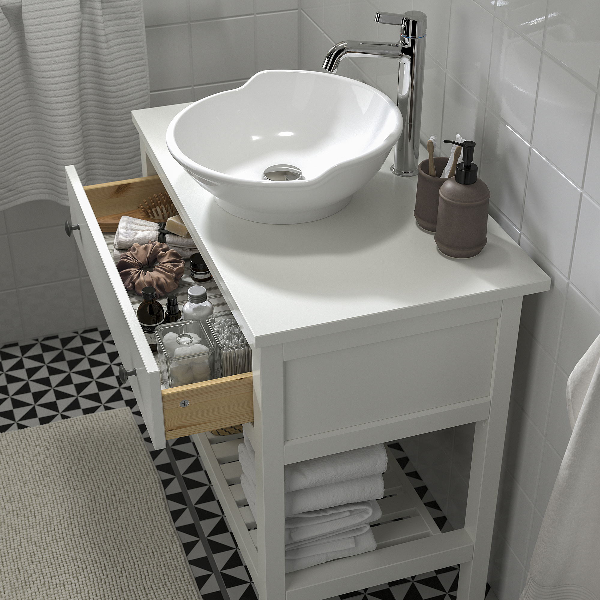 HEMNES/VÄSTERSJÖN 開放式洗臉盆櫃/抽屜/洗臉盆/水龍頭