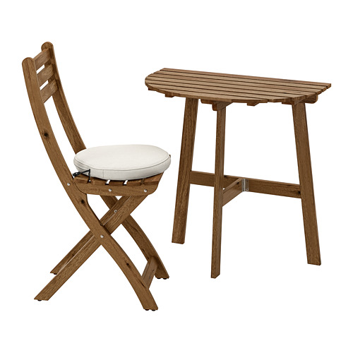 ASKHOLMEN - table for wall+1 fold chr, outdoor, grey-brown stained/Frösön/Duvholmen beige | IKEA Taiwan Online - PE740680_S4