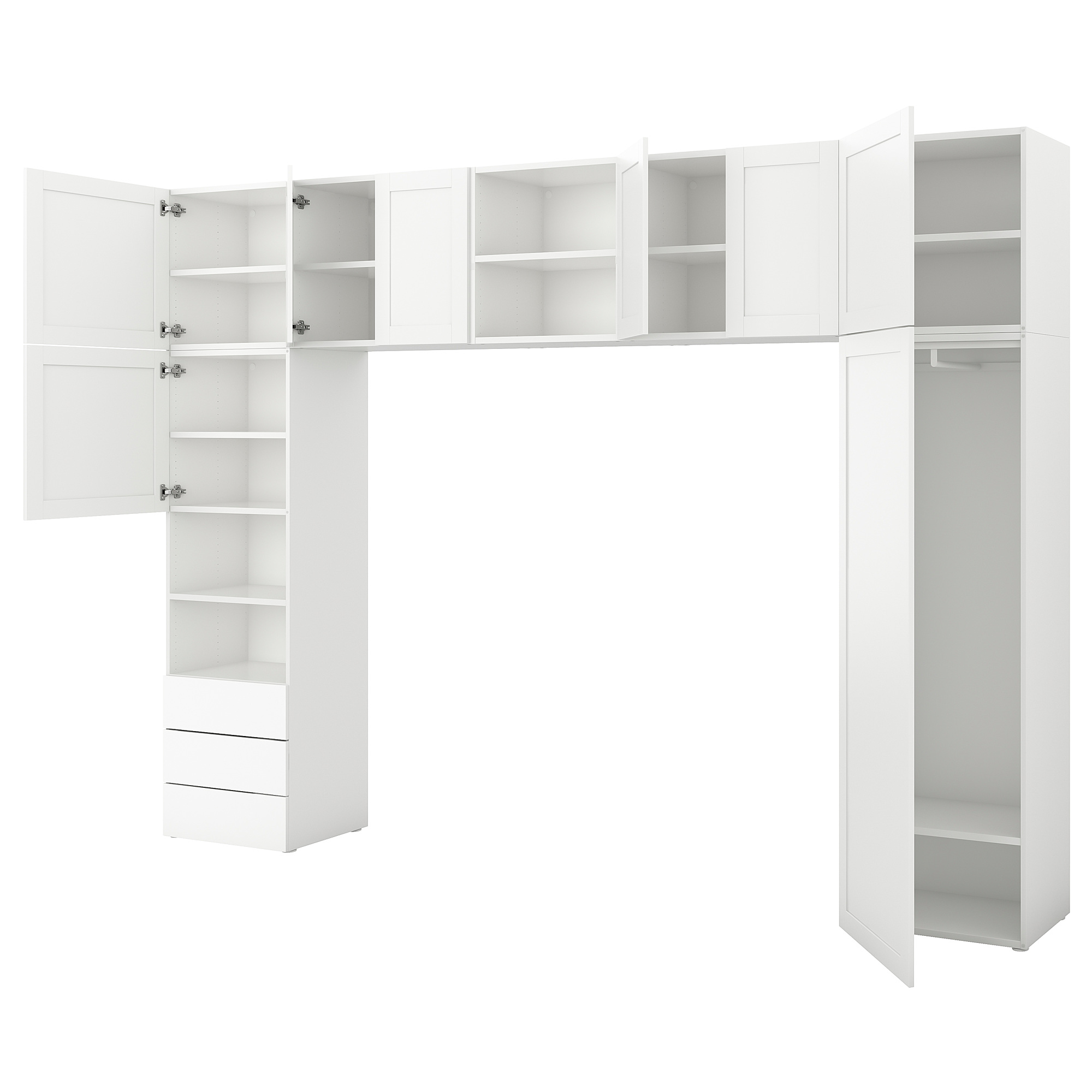 PLATSA wardrobe with 8 doors+3 drawers