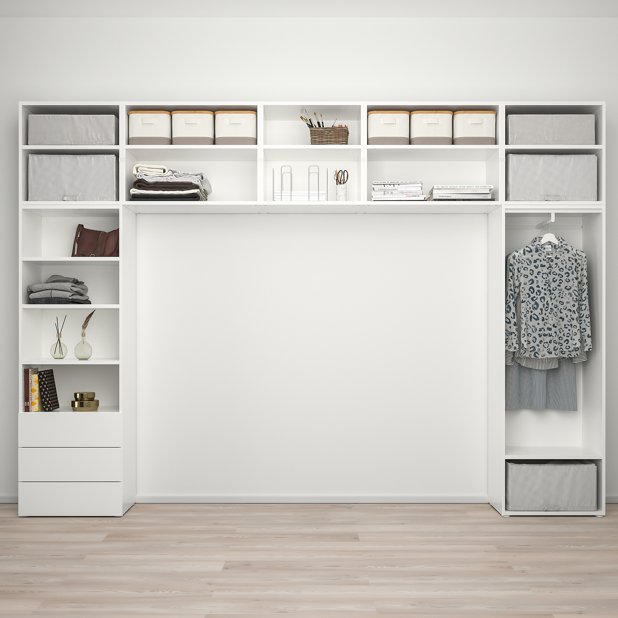 PLATSA wardrobe with 8 doors+3 drawers