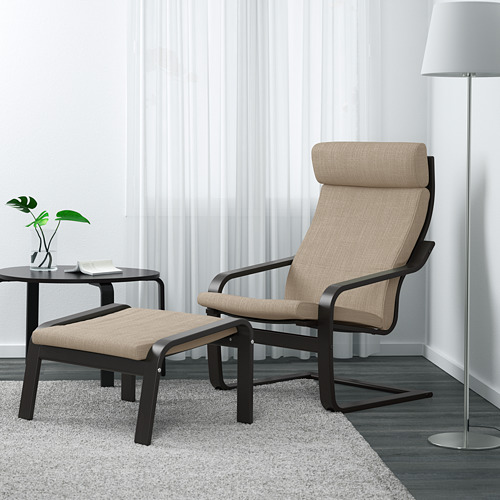POÄNG - 扶手椅及腳凳, 黑棕色/Hillared 米色 | IKEA 線上購物 - PE629087_S4