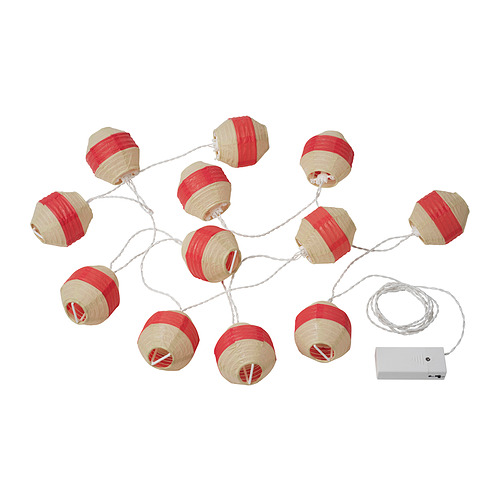ANLEDNING - LED裝飾燈串/12個燈泡, 電池式 白色/紅色 | IKEA 線上購物 - PE838475_S4