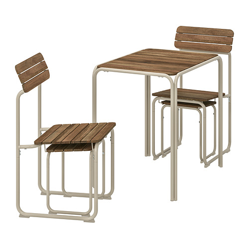 FURUÖN dining table w 2 chairs+2 footstl