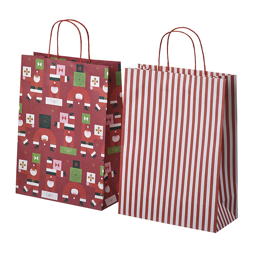VINTERFINT - gift bag, mixed patterns red, 26x35 cm | IKEA Taiwan Online - PE984329_S4