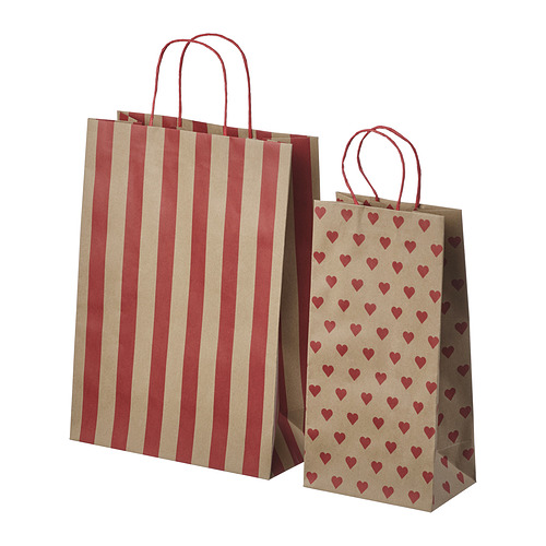 VINTERFINT - gift bag, set of 2, mixed patterns brown-red, mixed patterns brown-red | IKEA Taiwan Online - PE984331_S4