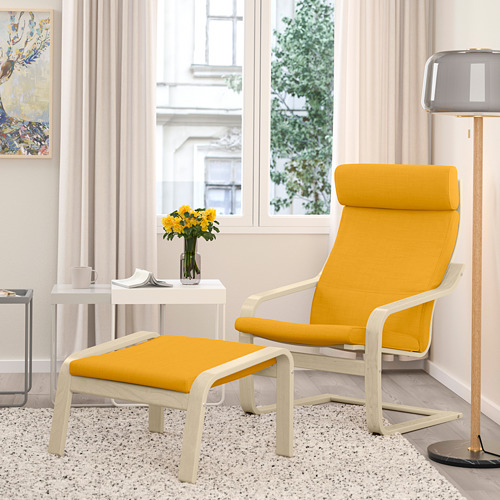 POÄNG - 扶手椅, 實木貼皮, 樺木/Skiftebo 黃色 | IKEA 線上購物 - PE793517_S4