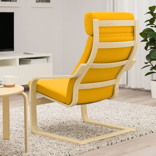 POÄNG - 扶手椅, 實木貼皮, 樺木/Skiftebo 黃色 | IKEA 線上購物 - PE793504_S4