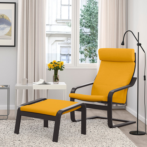 POÄNG - 扶手椅, 黑棕色/Skiftebo 黃色 | IKEA 線上購物 - PE793507_S4
