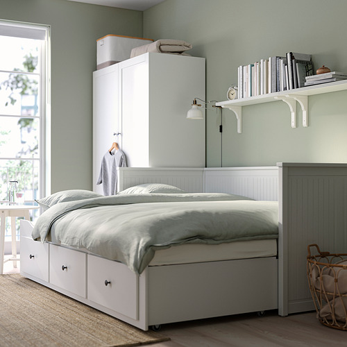 HEMNES - 坐臥兩用床框/3抽, 白色 | IKEA 線上購物 - PE838568_S4