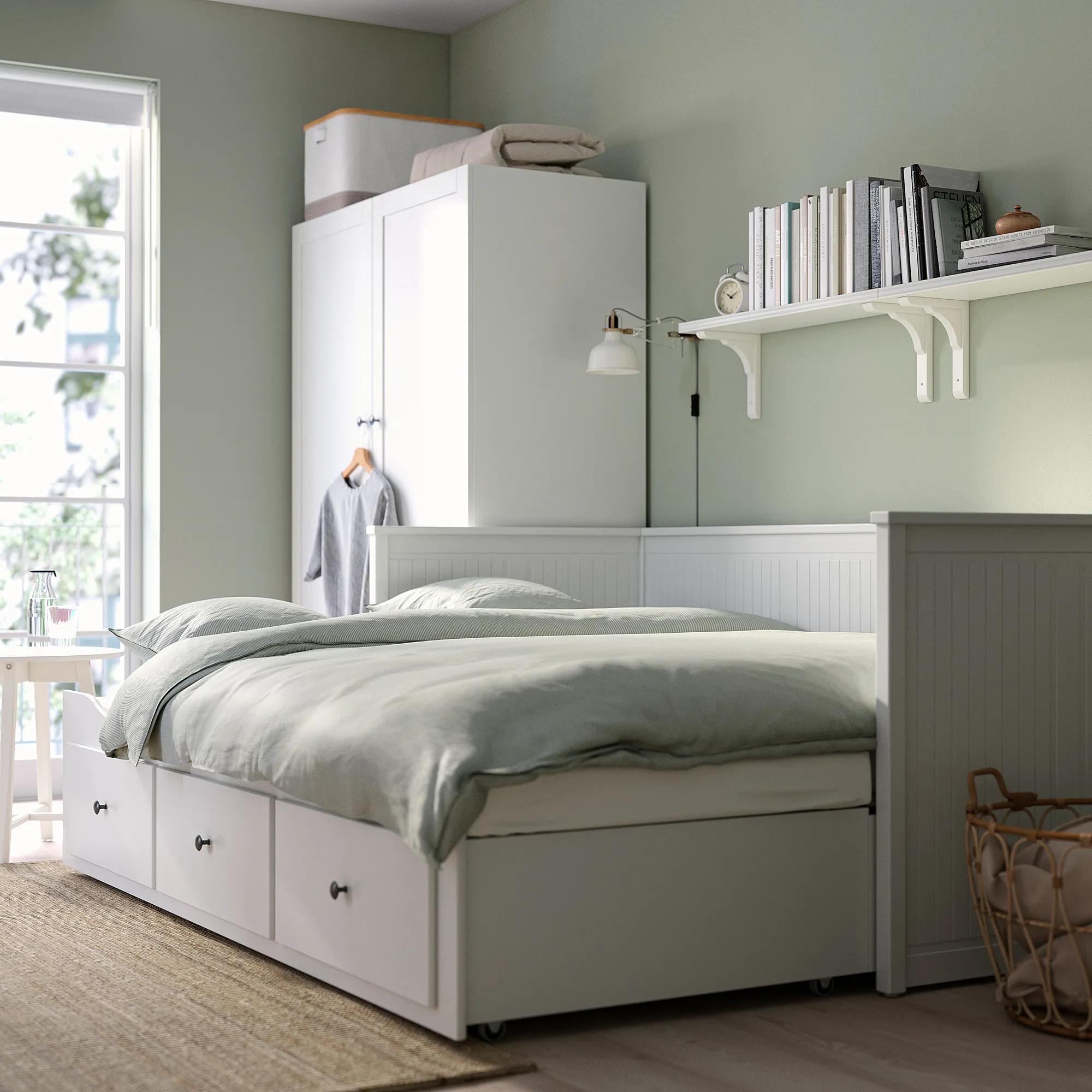 HEMNES 坐臥兩用床框附三個床底收納盒