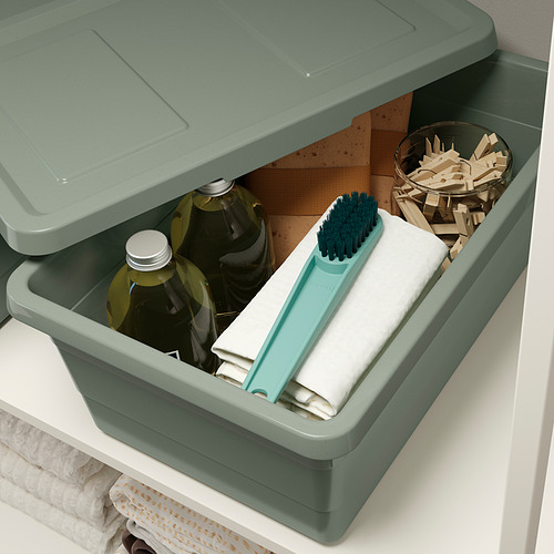 SOCKERBIT - storage box with lid, grey-green | IKEA Taiwan Online - PE838574_S4