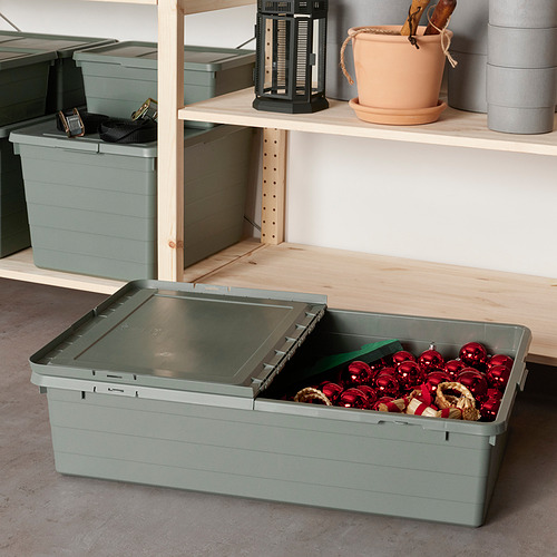SOCKERBIT - storage box with lid, grey-green | IKEA Taiwan Online - PE838583_S4