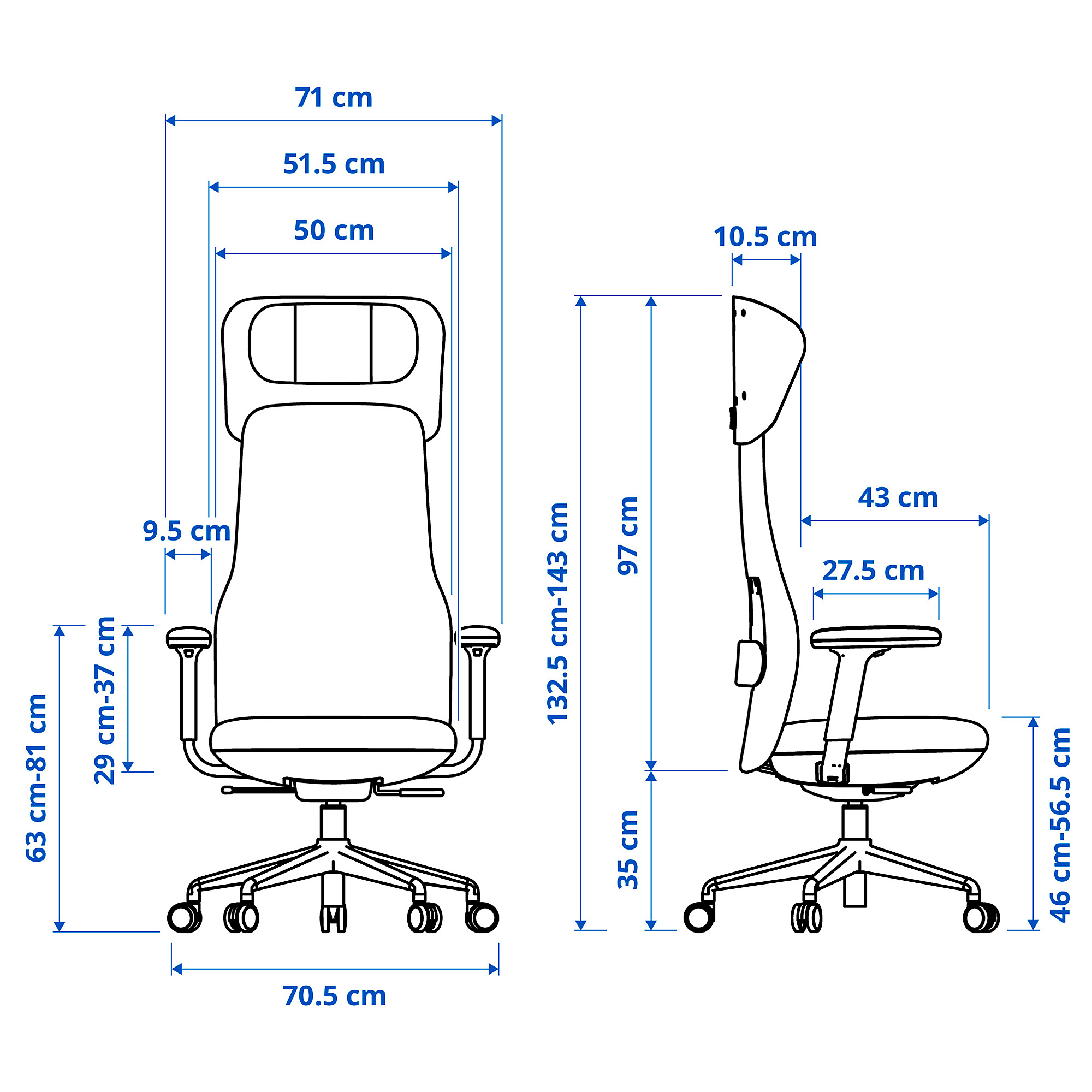 GRÖNFJÄLL office chair with arm/headrest