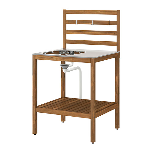 NÄMMARÖ - unit for sink, light brown stained/stainless steel outdoor, 80x62 cm | IKEA Taiwan Online - E1017053_S4