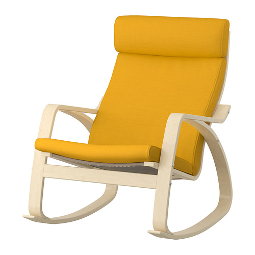 POÄNG - 搖椅, 實木貼皮, 樺木/Skiftebo 黃色 | IKEA 線上購物 - PE793561_S4