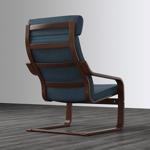 POÄNG - armchair, brown/Hillared dark blue | IKEA Taiwan Online - PE628990_S4