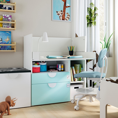 SMÅSTAD - 書桌/工作桌, 白色 淺土耳其藍/附2個抽屜 | IKEA 線上購物 - PE793628_S4