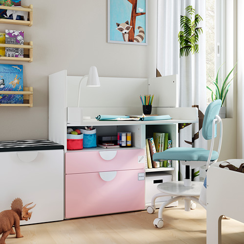 SMÅSTAD - 書桌/工作桌, 白色 淺粉紅色/附2個抽屜 | IKEA 線上購物 - PE793629_S4