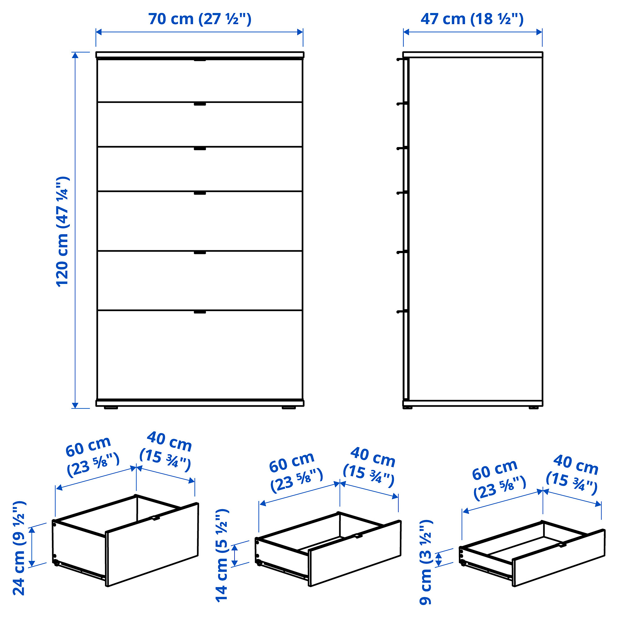 VIHALS chest of 6 drawers