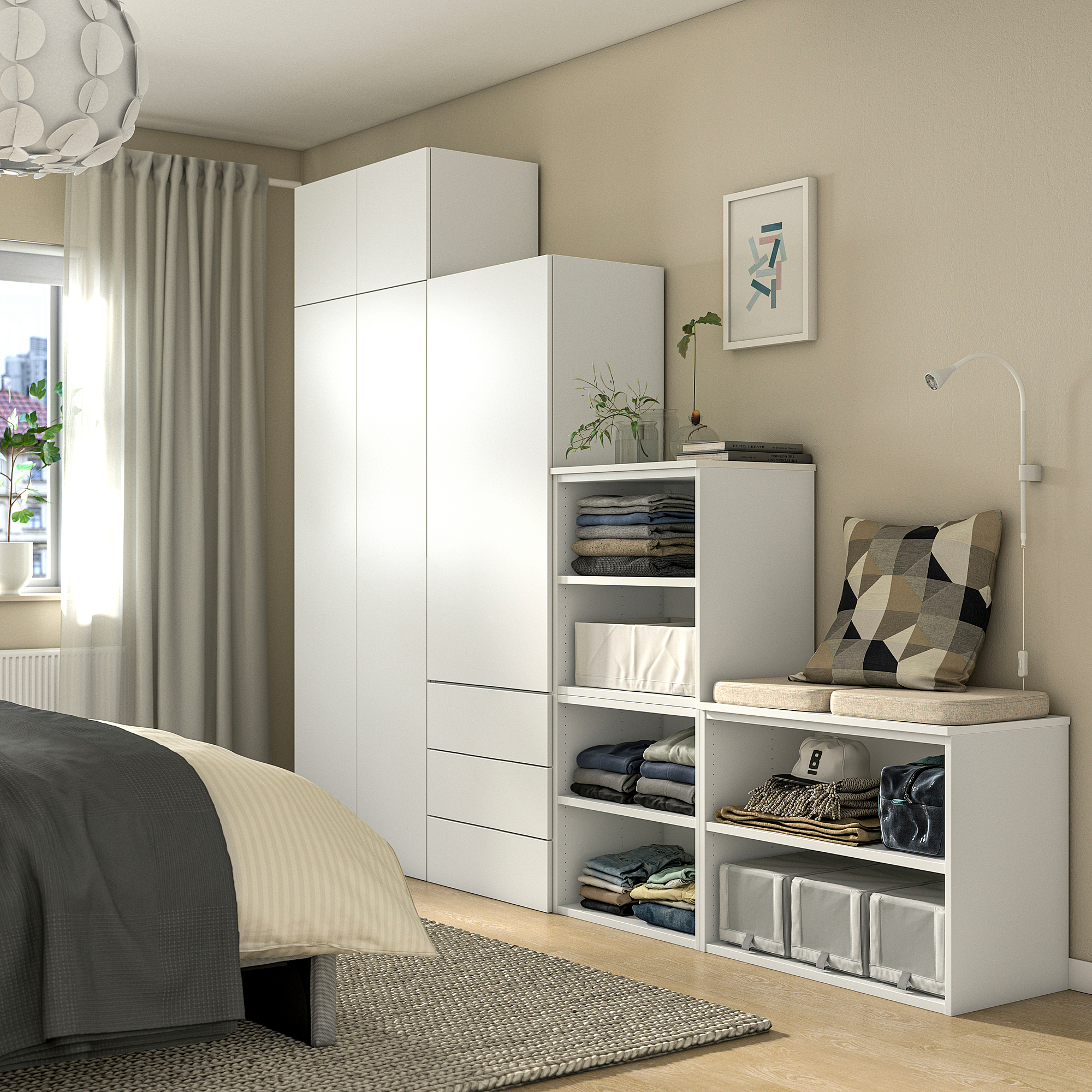 PLATSA wardrobe with 5 doors+3 drawers