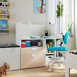 SMÅSTAD - desk, white pale turquoise/with 2 drawers | IKEA Taiwan Online - PE789066_S3