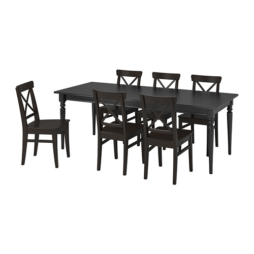 INGATORP/INGOLF - table and 6 chairs, black/brown-black | IKEA Taiwan Online - PE741100_S4