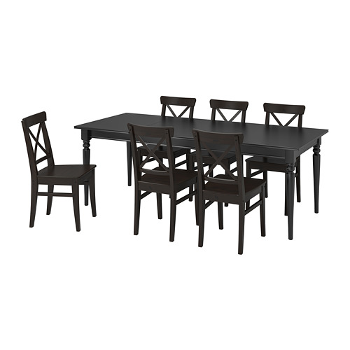 INGATORP/INGOLF - 餐桌附6張餐椅, 黑色/棕黑色, 155/215 公分 | IKEA 線上購物 - PE741100_S4