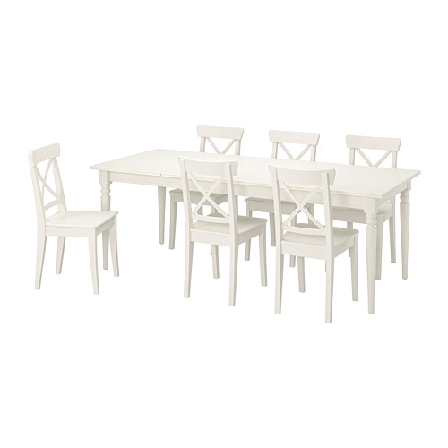 INGATORP/INGOLF - 餐桌附6張餐椅, 白色/白色, 155/215 公分 | IKEA 線上購物 - PE741101_S4