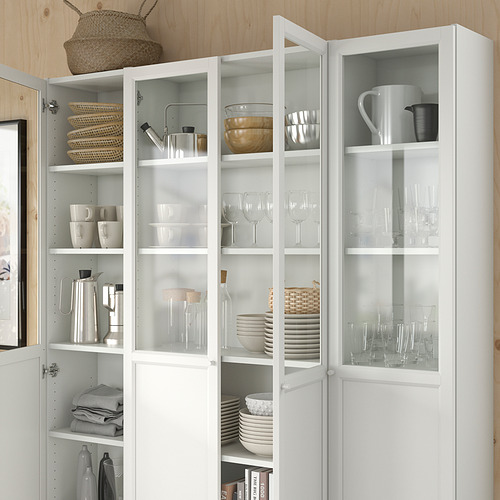 BILLY/OXBERG bookcase comb w panel/glass doors