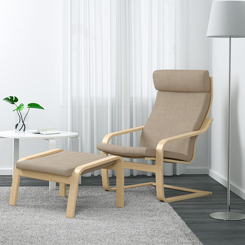 POÄNG - 椅凳, 實木貼皮, 樺木/Hillared 米色 | IKEA 線上購物 - PE629074_S4