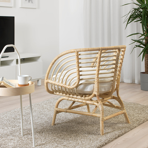 BUSKBO - armchair, rattan/Djupvik white | IKEA Taiwan Online - PE719537_S4
