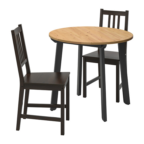 GAMLARED/STEFAN - table and 2 chairs, light antique stain/brown-black | IKEA Taiwan Online - PE741242_S4