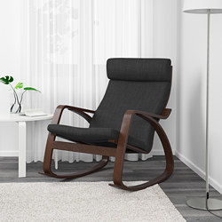 POÄNG - rocking-chair, brown/Hillared dark blue | IKEA Taiwan Online - PE629344_S3