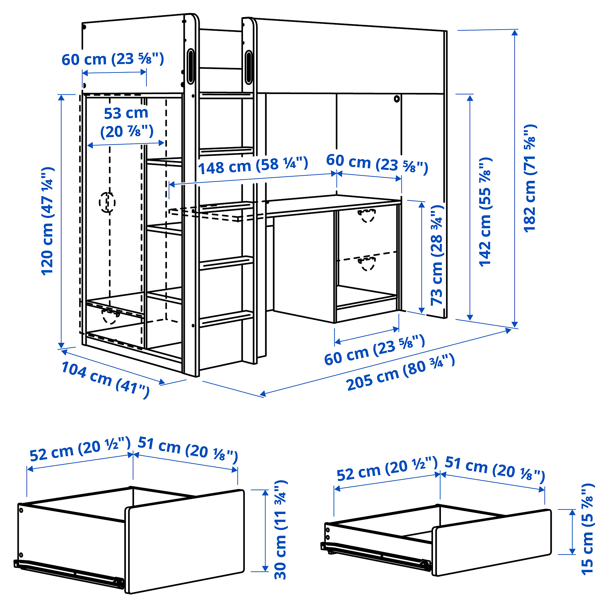 SMÅSTAD loft bed