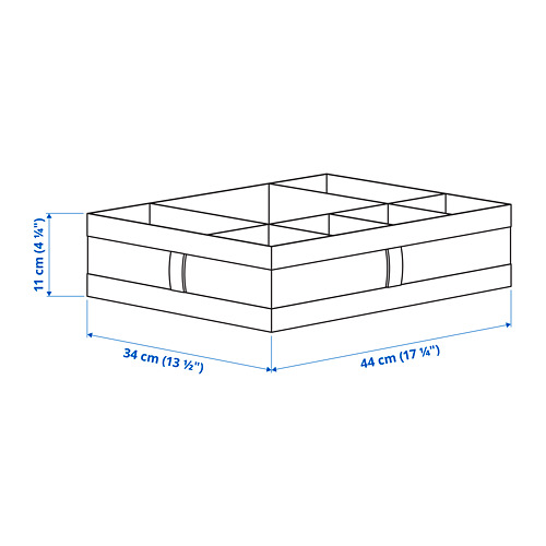 SKUBB - box with compartments, white, 44x34x11 cm