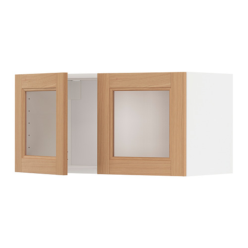 METOD wall cabinet with 2 glass doors